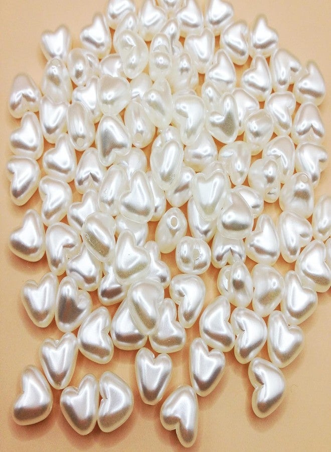 SATRA TRADERS Heart Shape Uncut Pearl Beads Spacer Beads DIY Jewellery Craft Making Necklace, Bracelet Size : 6mm | 100pcs, White - Image 3